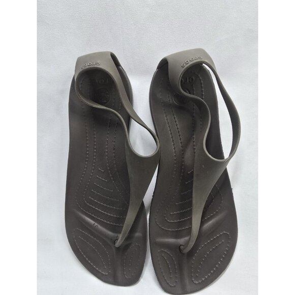 Crocs Serena T Strap Brown Sandals Women Size 9 US- Used - Picture 8 of 10